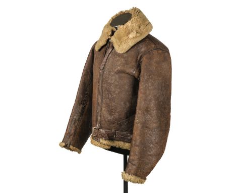 Flying Jacket. A WWII RAF Irvin brown leather flying jacket (size 3), sheepskin lined with Air Ministry Wareing's Ltd tailors