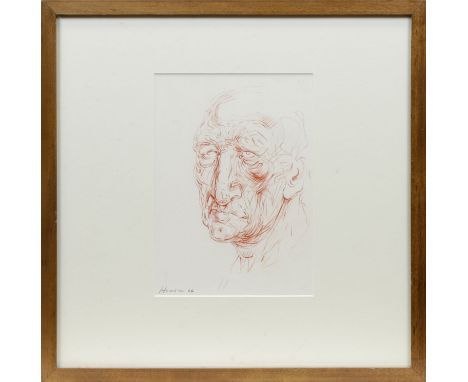 * PETER HOWSON OBE,STUDY OF A 50 YEAR OLD MANCharcoal on paper, signed and dated '0429cm x 20cmMounted, framed and under glas