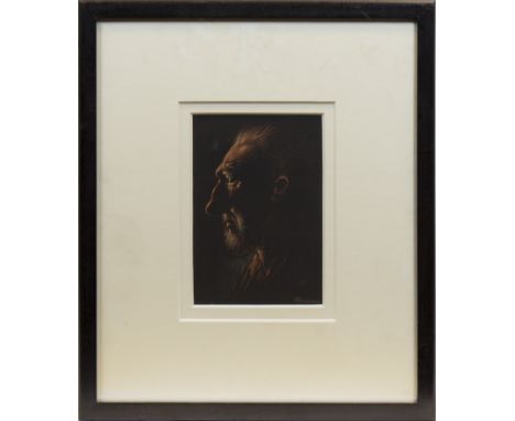 * PETER HOWSON OBE,HEAD STUDYpastel on paper, signed20cm x 13.5cmMounted, framed and under glass