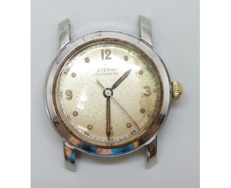 A stainless steel Eterna Automatic wristwatch head, 34mm including crown