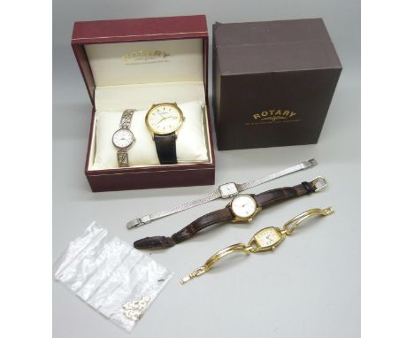A silver lady's Rotary wristwatch, together with four other Rotary wristwatches