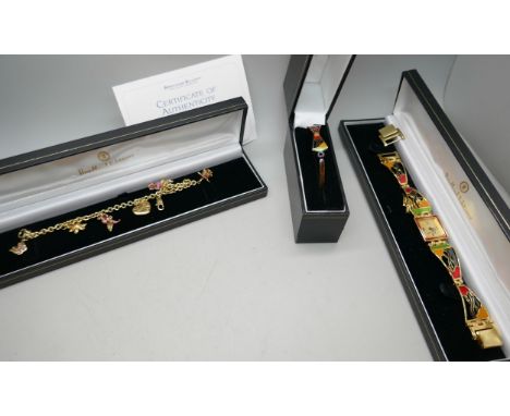 A silver gilt Clarice Cliff bangle, a Clarice Cliff wristwatch, and a Bradford Exchange bracelet, with COA