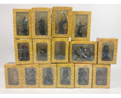 LORD OF THE RINGS - 15 boxed NLC figures by EAGLEMOSS to include good guys and bad guys: Galadriel, Orc, ghost soldier, Arago