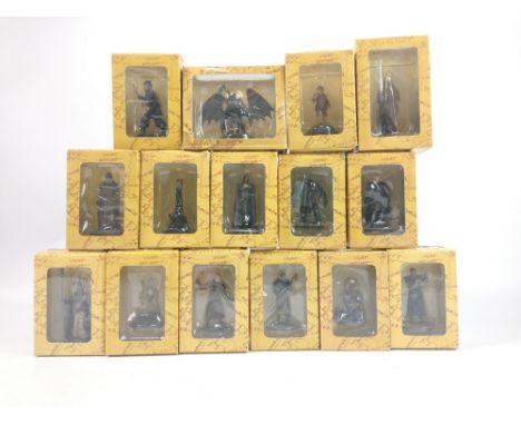 LORD OF THE RINGS - 15 boxed NLC figures by EAGLEMOSS to include good guys and bad guys: Eomer, Orcs, Gollum, Boromir, Elven 