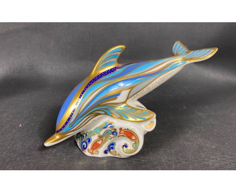 ROYAL CROWN DERBY gold button DOLPHIN (18cm approx)Approx 1 pieces