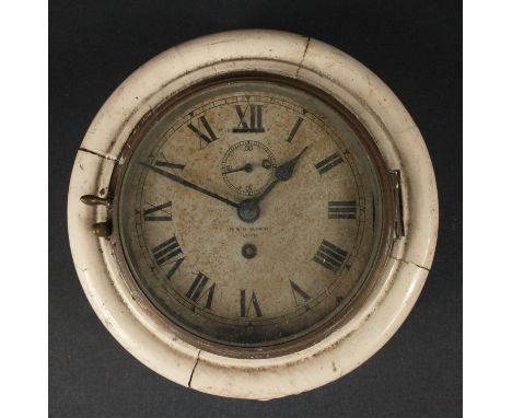 A vintage SHIP'S CLOCK by R &amp; D SLIMON of Leith, clock face measures 15cm - SIMPLY FABULOUS AGEING!Approx 1 pieces