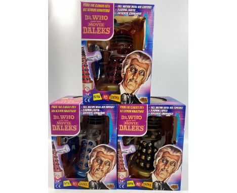 DOCTOR WHO figures to include three infra-red control Dr Who and the Movie Daleks (IRMD-2) in red, black and silver,Approx 3 