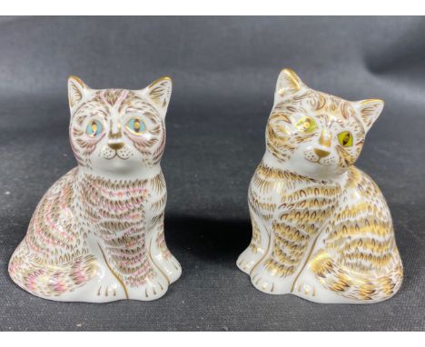 Two ROYAL CROWN DERBY gold button cats TABITHA and THOMAS each from a limited edition of 1500 standing 8cm tallApprox 2 piece