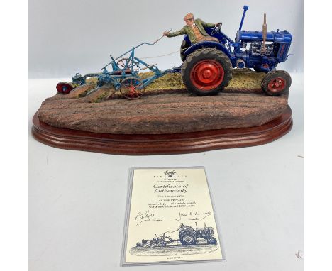 BORDER FINE ARTS - AT THE VINTAGE (B0517) depicting a Fordson E27N Tractor,  limited edition 166/2000 by Ray Ayres. Model in 
