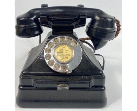 Vintage GPO telephone on stand. CALEDONIAN 7280.  Rewired for modern socket.