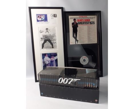 JAMES BOND memorabilia to include  framed 3 RICHARD KIEL autographs on a first day cover on May 18 2001, a 1978 publicity sho