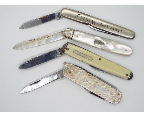 A small collection of knives to include a Victorian silver and mother of pearl example. Birmingham assay 1896 with makers mar