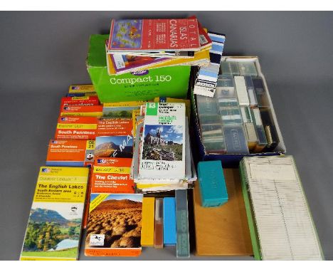 A collection of photographic slides and a quantity of Ordnance Survey maps.