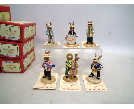 Royal Doulton Bunnykins - Jazz Band. Six boxed limited edition (Limited to 2,500) figures, with certificates, from the "Jazz 