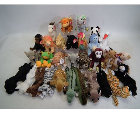 TY Beanies - Approx 30 animal themed TY Beanie Babies to include: Monkey, Goat (mark on nose), Ox, Rooster, Tooter, Cinders, 