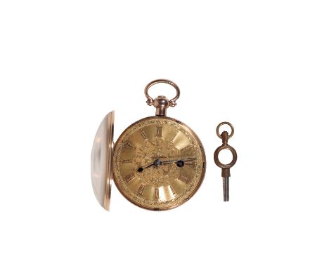 DUNCAN OF ST. JAMES'S STREET, LONDON: 18CT GOLD OPEN FACE POCKET WATCH with key wind movement, the gold dial with gold Roman 