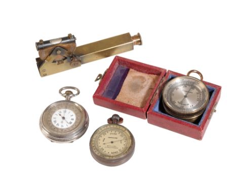STERN &amp; TROCKEN NICKEL-PLATED POCKET ANEROID BAROMETER and two other pocket aneroid barometers (3)