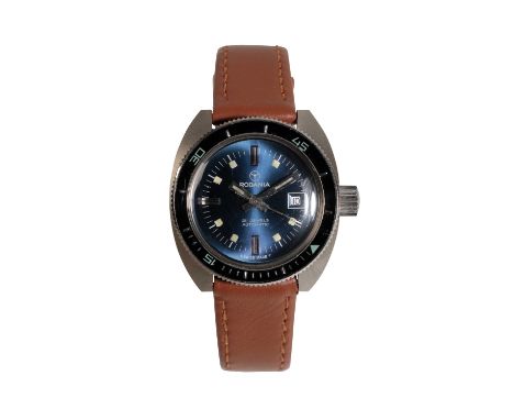 RODANIA LADY'S STAINLESS STEEL DIVERS WATCH with automatic movement, the blue dial with luminous baton numerals and luminous 