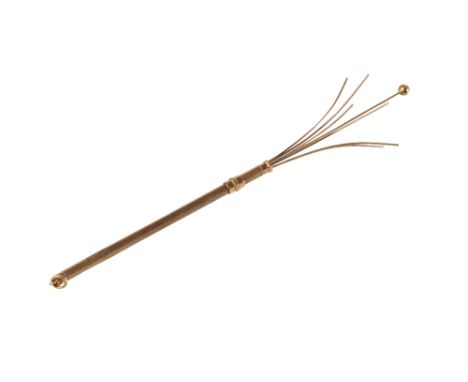 A 9CT  GOLD SWIZZLE STICK with engine turned decoration, hallmarked " Birmingham 1948", approx 4.5grams