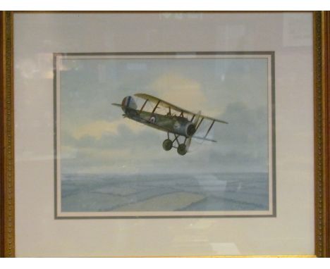 FRANK JOSEPH HENRY GARDINER: The first production Sopwith Pup built for the R.N.A.S, watercolour dated '94, 28cm x 38cm