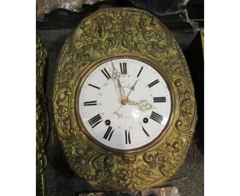 A 19th Century Comtoise clock with black Roman numerals and subsidiary Arabic numerals to the 23cm diameter white enamelled f