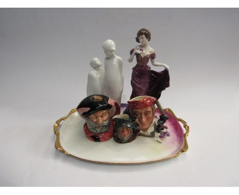 A mixed lot of ceramics including Limoges tray, Royal Worcester "The Last Dance" figure, Royal Doulton "Brother and Sister" f