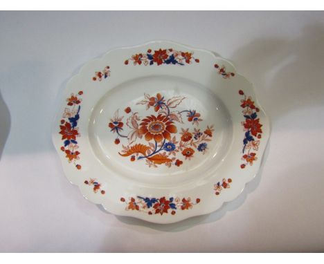 A pair of Victorian Chamberlain's Worcester dishes with blue and orange floral design, 26.5cm long