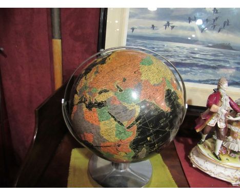 A mid-20th Century 12" Replogal Starlight globe on a chrome base 