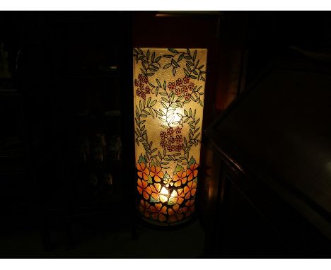 A floral decorated resin lamp, 100cm high