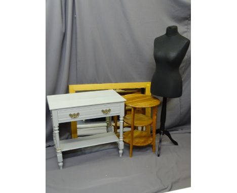 DRESSMAKER'S DUMMY and three items of furniture to include a single drawer Edwardian side table with under-tier shelf a three