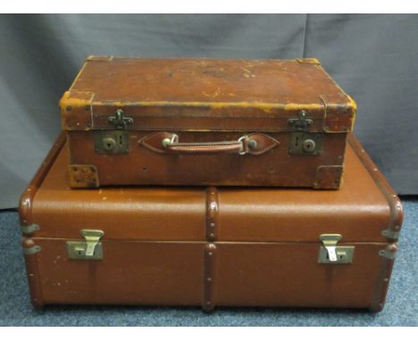 VINTAGE TRAVEL TRUNK &amp; LEATHER SUITCASE