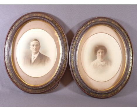 VANDERBILT LIVERPOOL - Victorian oval portrait prints, a pair, signed in pencil, 38 x 29cms