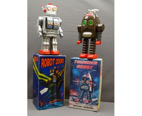 TWO BOXED BATTERY OPERATED ROBOTS, titled 'Thunder Robot' and 'Robot 2008'