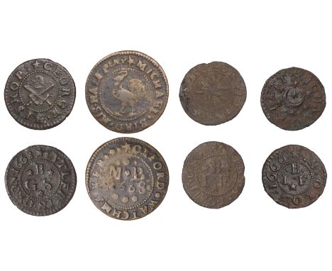 Oxford, John Barrett, Farthing, 1666, 0.95g/6h (L 19; N 3680; BW. 117); John Betts, Farthing, 0.55g/12h (L 20; N 3766; BW. 11