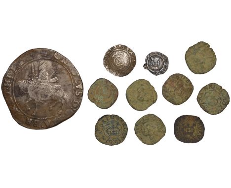 Charles I, Tower mint, Halfcrown, Gp III, type 3a1, mm. tun, 14.64g/5h (N 2209; S 2773); together with assorted other coins i