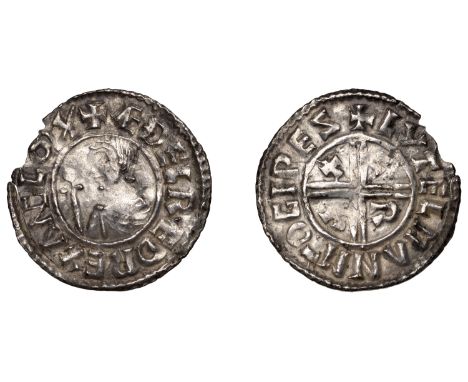 From the J.C. Sadler Collection   Æthelred II (978-1016), Penny, CRVX type, Ipswich, Lytelman, lytelman m¯o gipes, reads ædel
