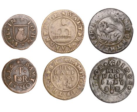 Bampton, Simon Bassett, Halfpenny, 1669, 1.65g/6h (M 3; N 3564a, this piece; BW. 3); Walter Lardner, Halfpenny, 1.54g/6h (M 4