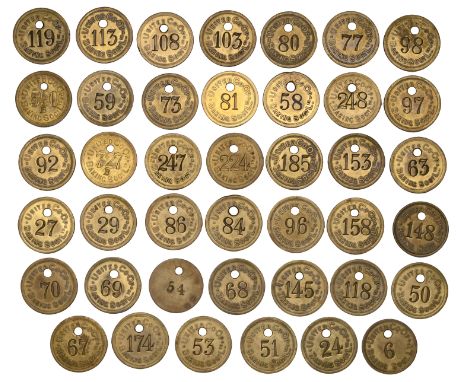 LANARKSHIRE, Glasgow: Hutchesontown, United Co-operative Baking SL, brass works passes (41), stamped 6, 24, 27, 29, 50, 51, 5