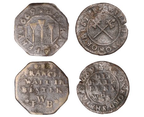 Bicester, Will Hudson, Halfpenny, 1669, 1.77g/12h (M 39; N 3594a, this piece; BW. 42); Frances Wall, octagonal Halfpenny, 166