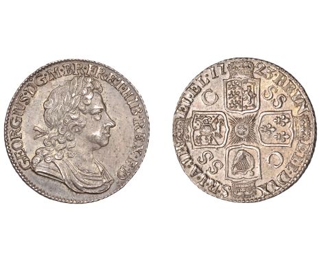 George I (1714-1727), Shilling, 1723 ss c, first bust (ESC 1586; S 3647). Scuff on king’s nose and minor flecking, otherwise 