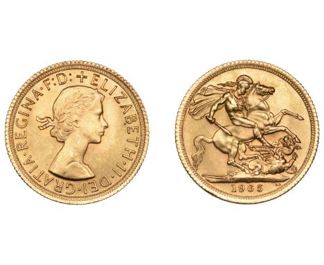 Elizabeth II (1952-2022), Sterling issues, Sovereign, 1965 (M 303; S 4125). Good extremely fine £360-£400