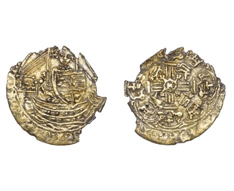 Richard II (1377-1399), A gilt-silver contemporary imitation of a Half-Noble of London, r in centre of rev., 1.68g. Legend mo
