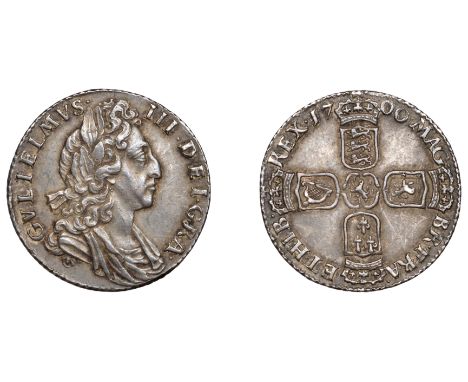 William III (1694-1702), Sixpence, 1700, third bust (ESC 1250; S 3538). Toned, about extremely fine £150-£180