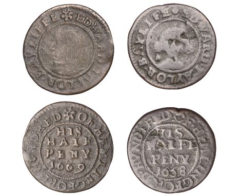 17th Century Tokens, WARWICKSHIRE, Hemlingford Hundred, Edward Taylor, Halfpence (2), 1668, 2.37g/12h (N –; BW. 101), 1669, 1