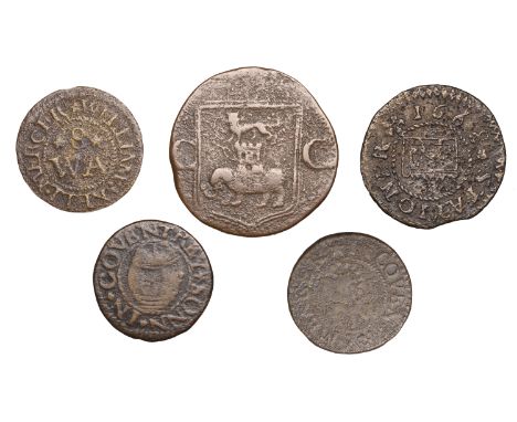 17th Century Tokens, WARWICKSHIRE, Coventry, City Halfpenny, 1669, 3.14g/12h (N 5304; BW. 55); John Brookes, Halfpenny, 1.58g