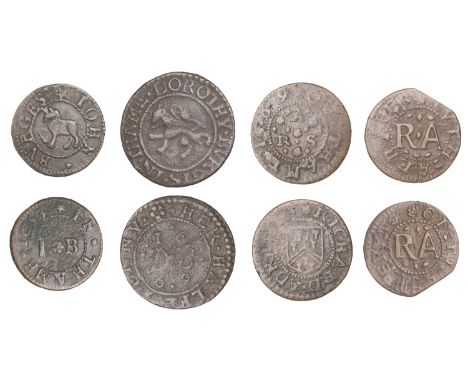 Thame, Richard Adkins, Farthing, 1669, 1.29g/12h (M 119; N 3785b, this piece; BW. 191); Ruth Aeris, Farthing, 0.79g/6h (M 121