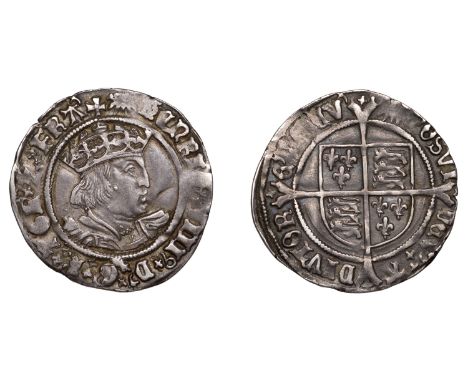 Henry VIII (1509-1547), Second coinage, Groat, Tower, mm. sunburst, bust D, saltires in forks, reads agl and fra’, 2.76g/10h 