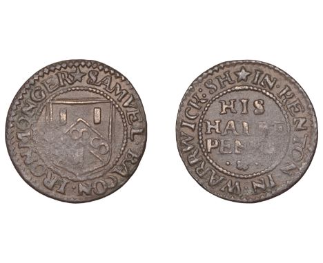 17th Century Tokens, WARWICKSHIRE, Kineton, Samuel Bacon, Halfpenny, 1.64g/12h (N 5333; BW. 109). Part flat, otherwise fine, 
