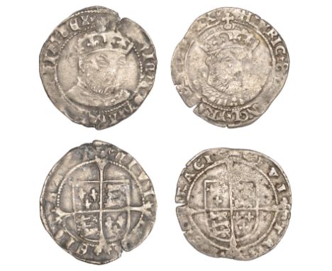 Henry VIII, Third coinage, Groat, bust 3, no mm., spur in first quarter, 2.30g/6h (S 2374); Posthumous coinage, Groat, bust 5