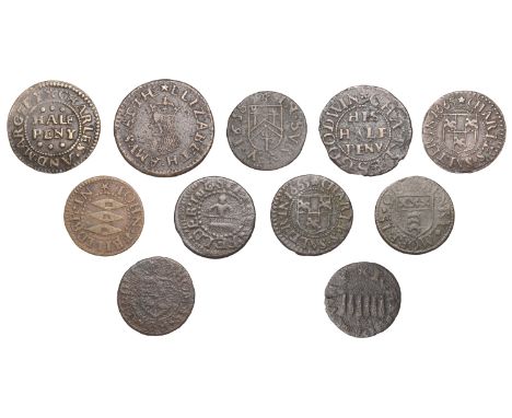 SURREY, Barnes, Charles Goodwin, Halfpenny, 1.18g/6h (E 6; N 4515; BW. 5); Croydon, Charles and Margery Seale, Halfpenny, 166